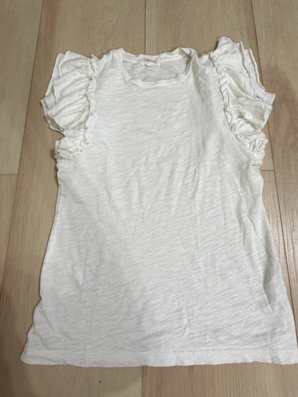 White Ruffled Waist Top size s